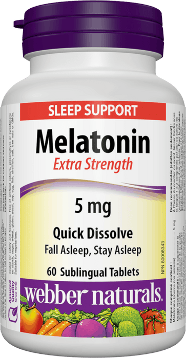 Webber Naturals Mélatonine extra-forte 5 mg Comprimés à dissolution rapide