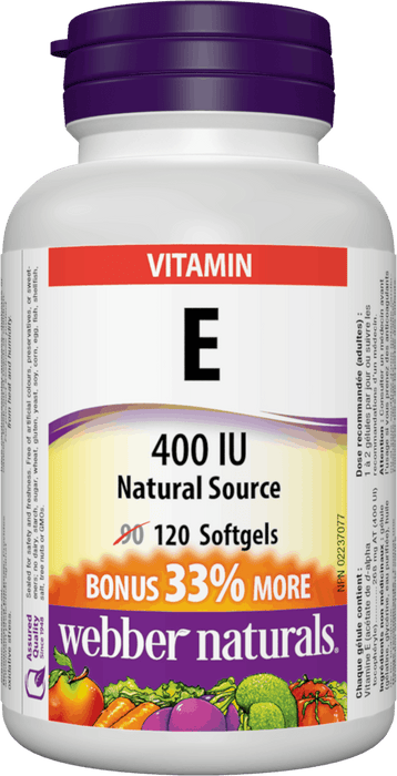 Webber Naturals Vitamine E Source naturelle 400 UI