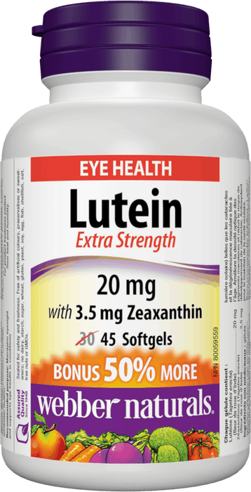 Webber Naturals Lutein 20 mg with Zeaxanthin - Bonus Size