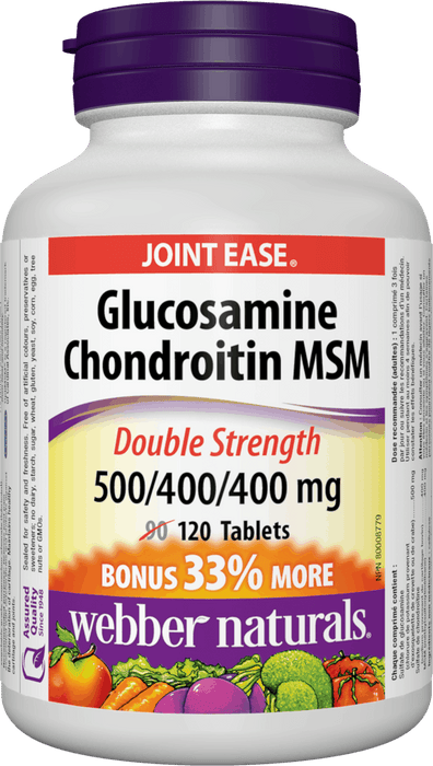 Webber Naturals Glucosamine, sulfate de chondroïtine et MSM - Format bonus