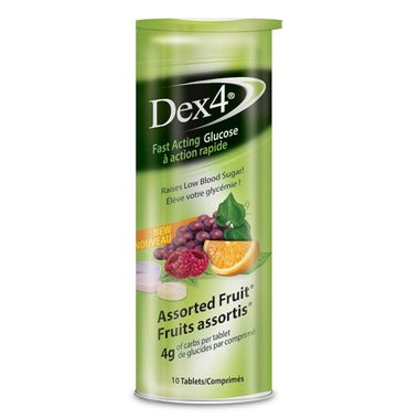 Dex4 Glucose à action rapide, fruits assortis - 10 comprimés