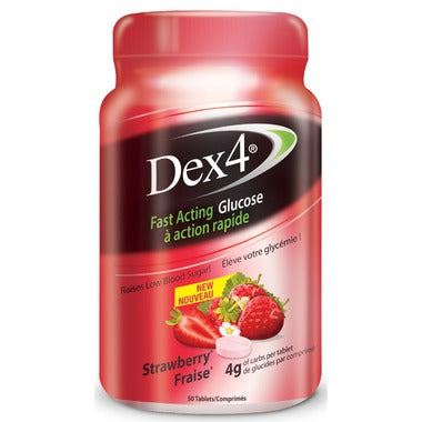 Dex4 Fast Acting Glucose, Strawberry - 50 Tablets