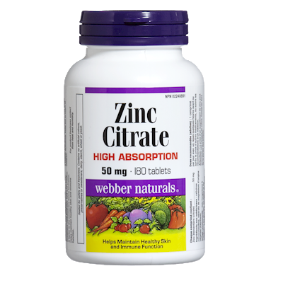 Webber Naturals Citrate de Zinc 50 mg