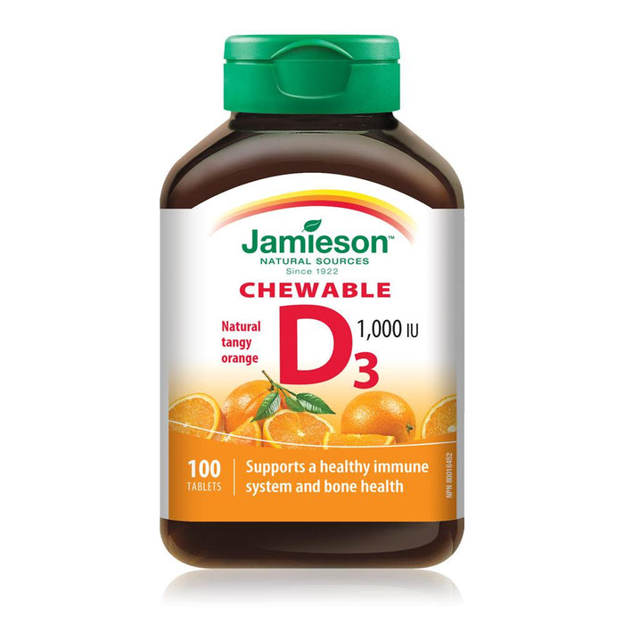 Vitamine D à croquer Jamieson 1 000 UI - Orange piquante naturelle
