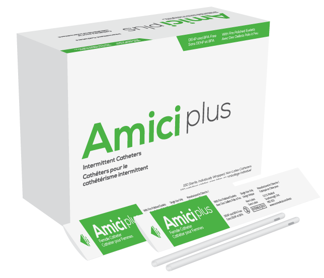 Amici Plus Female Intermittent Catheters, Size 12Fr 4mm 17.78cm