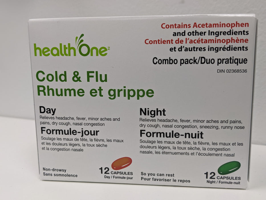 Gels liquides jour/nuit contre le rhume et la grippe Health ONE