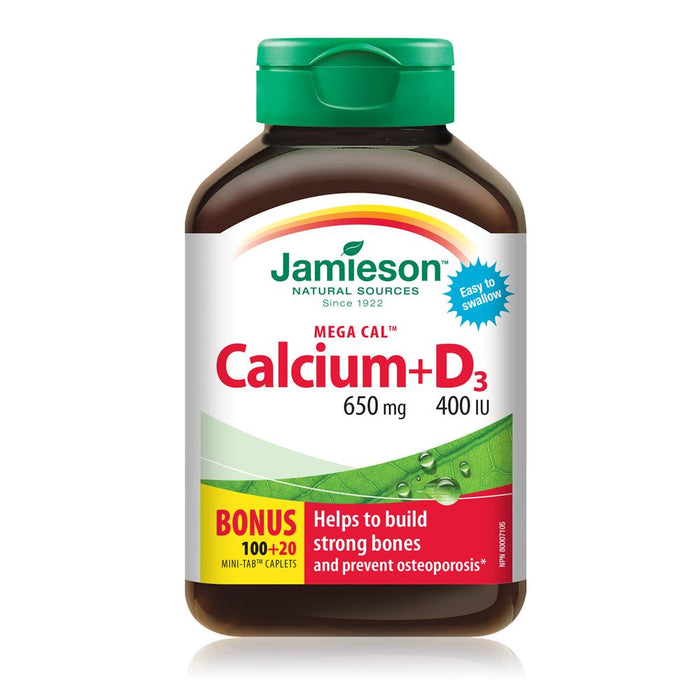 Jamieson Mega Cal Calcium + Vitamine D3 400 UI 650 mg