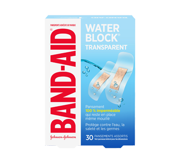 Bloc d'eau Band-Aid et bandages adhésifs transparents - Assortiment