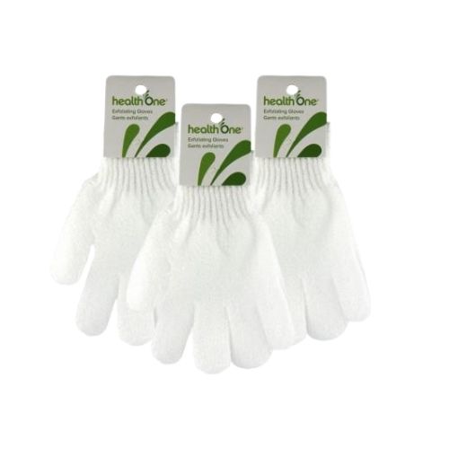 Health ONE White Exfoliating Gloves - 3 Pairs