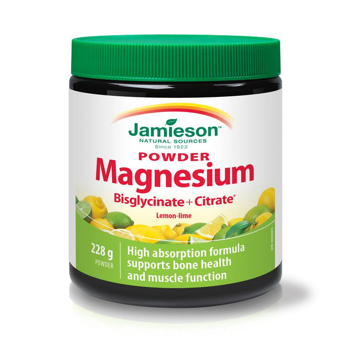 Jamieson Magnesium Bisglycinate Plus Citrate Powder / Lemon-Lime Flavour