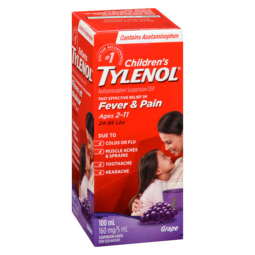 Tylenol Fever &amp; Pain pour enfants – Raisin (anglais seulement)