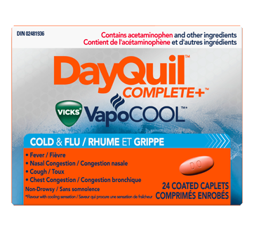 Caplets de jour Vicks DayQuil Complete et VapoCool contre le rhume et la grippe